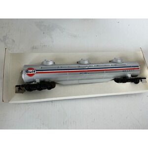 Tyco Vintage HO Scale Gulf Oil Triple Dome Tank Car GATX 829 Silver Train Boxed